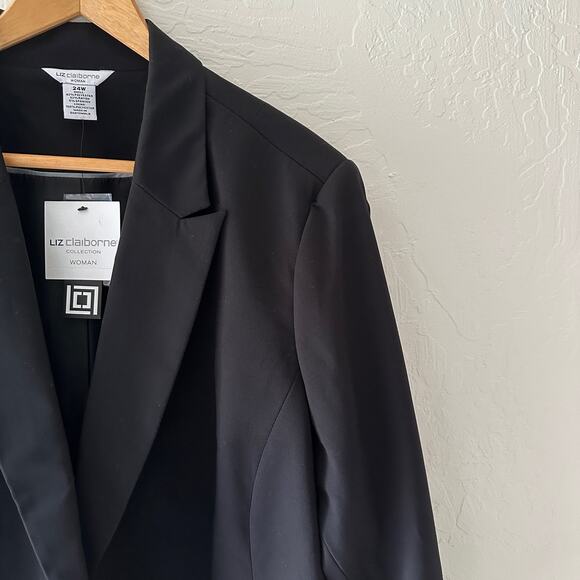 LIZ CLAIBORNE Womens Rayon Blazer Single Breasted NEW Size 24W Corpcore Black - Picture 2 of 8